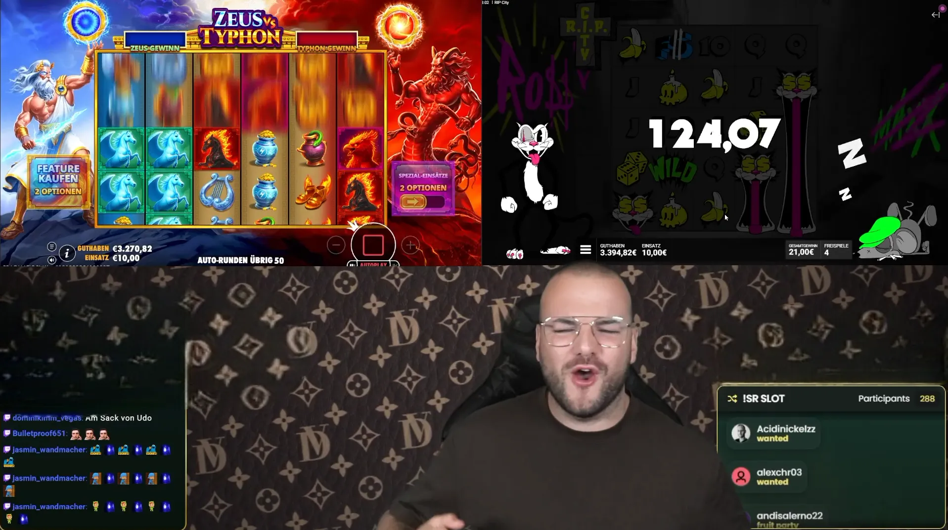 Ausschnitt aus einem Casino-Stream von DianVegas